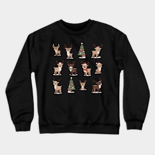 Cute Reindeer and Christmas Tree Crewneck Sweatshirt